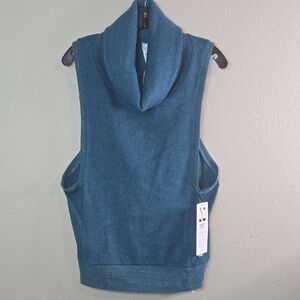 ALO Yoga Teal Sleeveless Cowl Neck Sweater